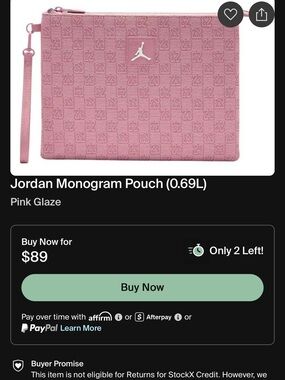 Jordan Pink Glaze Monogram Wrist Pouch with Silver Jumpman
